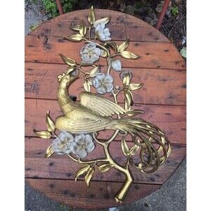 Bird of Paradise Gold Resin Wall Art 1964 Hollywood Regency 29"x20" Syroco #4972